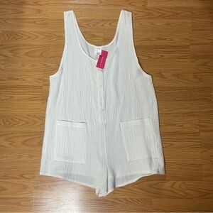 Xhilaration White Sleeveless Cotton Gauze Romper Swim Coverup